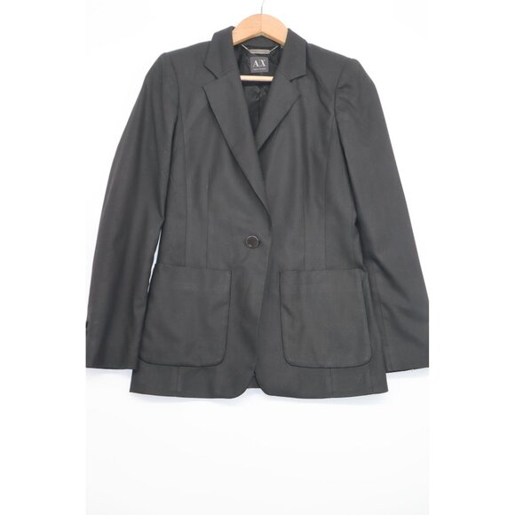 Armani Exchange Womens Black Single-Button Blazer Jacket With Front Pockets - Picture 6 of 13